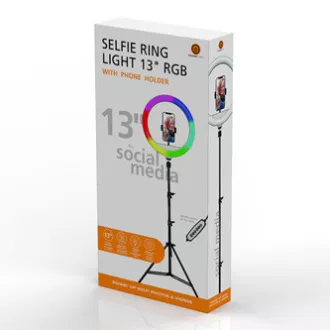 Powerton LIFE RING LIGHT, okrągła lampa 13", regulacja barwy i natężenia światła, uchwyt na telefon i statyw, NA SPRZEDAŻ