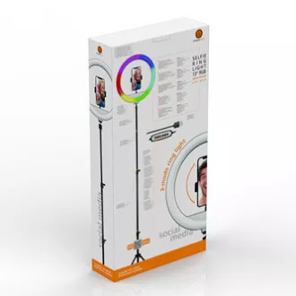 Powerton LIFE RING LIGHT, okrągła lampa 13", regulacja barwy i natężenia światła, uchwyt na telefon i statyw, NA SPRZEDAŻ
