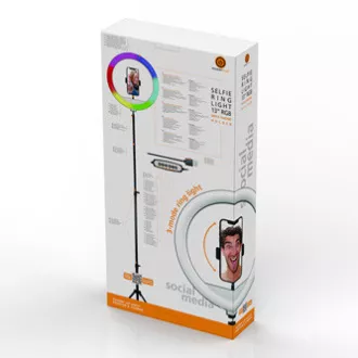 Powerton LIFE RING LIGHT, okrągła lampa 13", regulacja barwy i natężenia światła, uchwyt na telefon i statyw, NA SPRZEDAŻ