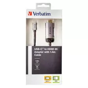 Koncentrator USB (3.1) 1-portowy, 49144, szary, długość kabla 1,5 m, Verbatim, adapter USB C do HDMI
