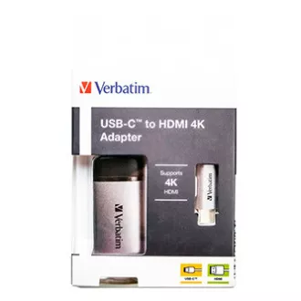 Koncentrator USB (3.1) 1-portowy, 49143, szary, długość kabla 10 cm, Verbatim, 1x HDMI