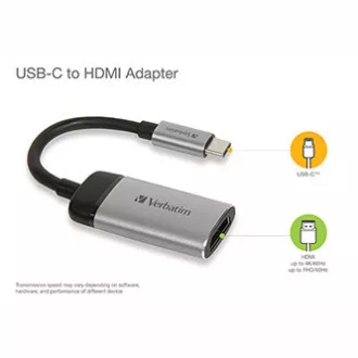 Koncentrator USB (3.1) 1-portowy, 49143, szary, długość kabla 10 cm, Verbatim, 1x HDMI