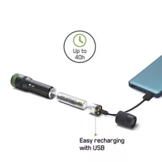 Latarka LED, Li-Ion 3,7V/2500mAh, metalowa, czarna, 650lm, CR41