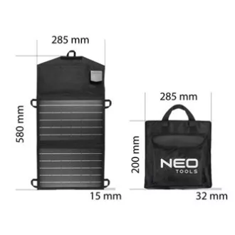 Przenośny panel słoneczny z ładowarką, Neo Tools, 15 W, 90-140