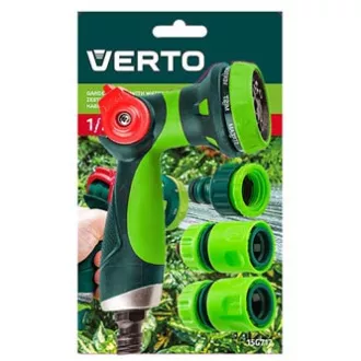 Zestaw pistoletowy Verto (8 funkcji) z 2 szybkozłączkami i przyłączem do kranu, 1/2", zielony, 15G712 Zestaw pistoletowy Verto (8 funkcji) z 2 szybkozłączkami i przyłączem do kranu, 1/2", zielony, 15G712